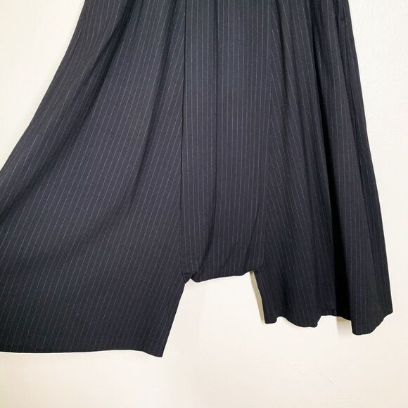 Pas de Calais Drop Crotch Pants 40 US L Dark Grey Pin Stripe Elastic Waist Japan - Picture 3 of 6